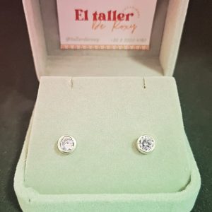 AROS DE PLATA 950 ENGASTE 2 CIRCONES MORADOS