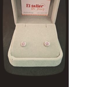 AROS DE PLATA 950 ENGASTE 2 CIRCONES ROSADOS