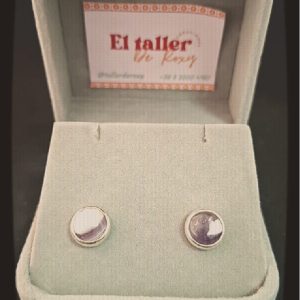 AROS DE PLATA 950 ENGASTE CON PIEDRA GRIS