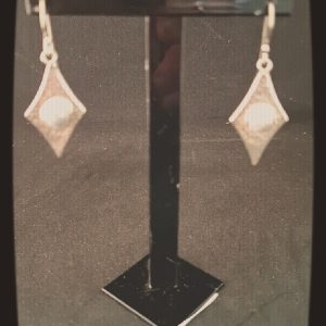 AROS DE PLATA 950 FIGURA DIAMANTE 2 CIRCONES GRIS